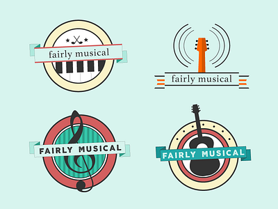 Fairly Musical Logo Badges badges guitar logo music music note piano