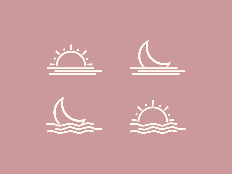 Rising Sun & Moon Over Water Icons by Lena Elizer on Dribbble