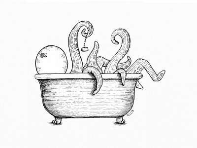 Tentacle Bath Illustration animal illustration art illustration illustrator ink illustration octopus pen and ink tentacles