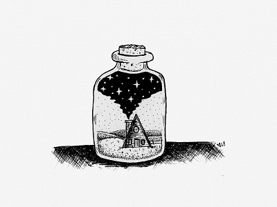 Galaxy Cabin in a Jar Illustration children book illustration drawing illustration illustrator ink drawing ink illustration pen and ink pencil sketch