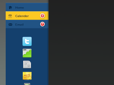 Demo UI blue icons widgets yellow