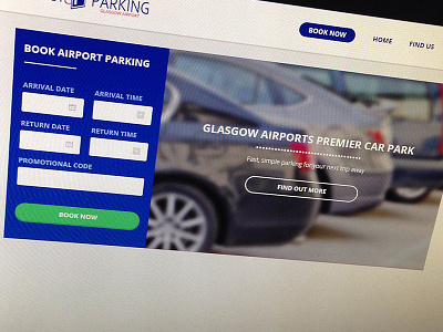 Airport Parking Website airport parking banner blue button car parking form green ui