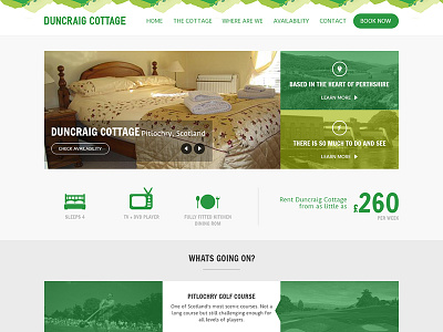 Duncraig Cottage Website cottage design green grey holiday rental scotland tourist website white yellow
