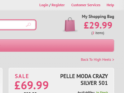 E-Commerce Menu/Shopping Basket grey menu pink search shopping basket