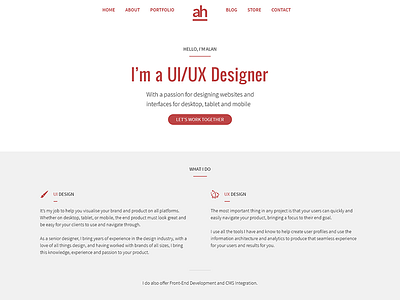 Portfolio Re-Design branding clean grey portfolio red simple ui ux white