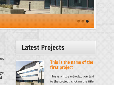 AJ Cladding Homepage banner black orange projects slider thumbnails