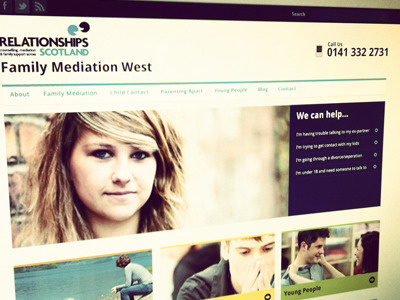 Family Mediation West Website blue design green orange website yellow