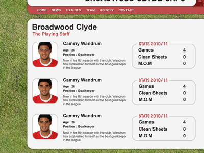 Broadwood Clyde Players List grey payers red team white