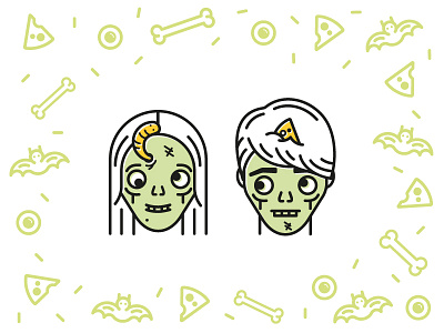 Happy Halloween! bat boy cheese couple eye girl halloween illustration love stroke worm zombie