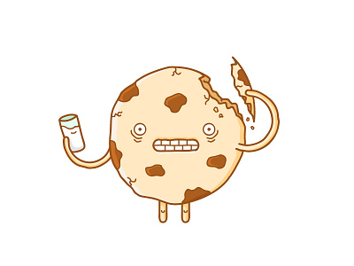 Self-cookiebalism character chips cookie creepy crunch face food halloween horror illustration milk stroke