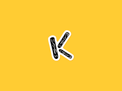 K sticker! brush hand handmade illustration k letter logo logs playoff sticker tree