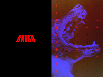 Batsu – 05 angry batsu black blue dog experiment graphic layout red wolf