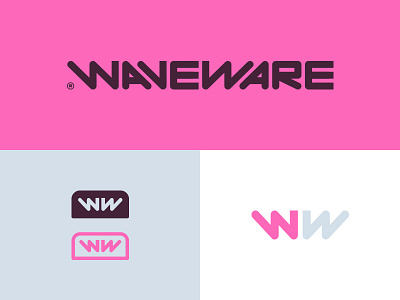 Waveware branding company fun game gaming logo pink software type video games waveware wordmark