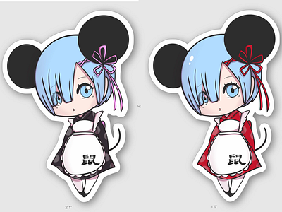 Year of the rat ReZero Rem Stickers chibi cute mouse new year rat rem rezero stickers year of the rat