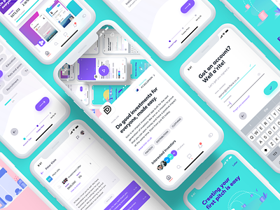 Investr Cap Mobile App app clean flat gradient interface ios minimal mobile purple ui ux white
