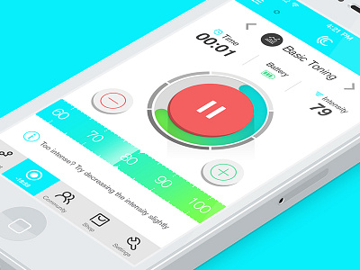 Controller UI app controller cyan fitness health interface ios luminous ui white