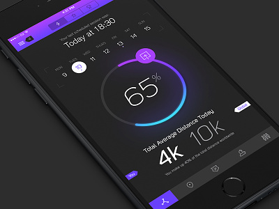 iPhone 6 Lunar UI dark ui dash dashboard fitness fitness app free psd interface ios8 iphone 6 psd purple run