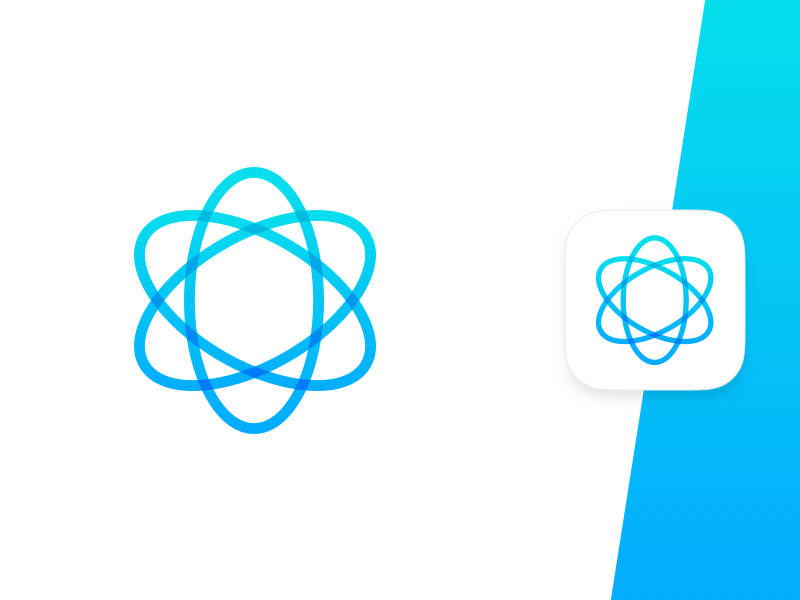Atom App Icon physics energy atom gradient iconography icon clean app icon