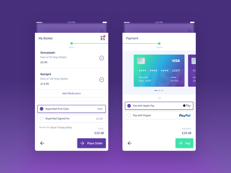 Mobile Checkout Process by Aaron Humphreys on Dribbble