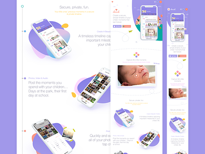Responsive Web Landing Page app cherish landing page mobile one pager purple responsive web website