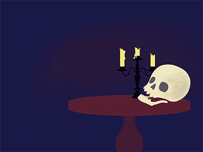 Haunted Skull animation candleabra flame ghost halloween skull