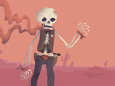 Skelebones cowboy desert illustration skeleton texas the undead