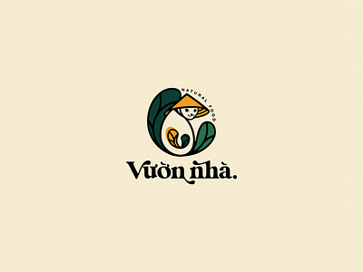 Logo - Vuonnha branding cat farmer green green plant hat logo logo design logos mascot mascot logo natural food natural logo vuonha yellow