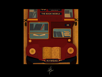 Book Ideation - #67 The book mobile ai book bus concept design drawing hamsa idea ideation illustration red thanhsoledas the book mobile yellow