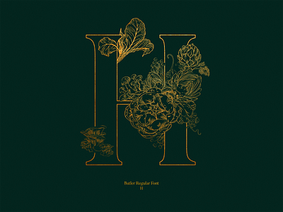 Letter H with Vegetable ai artichoke butler emerald font gold green h illustration letter mushroon typography vegan vegetable