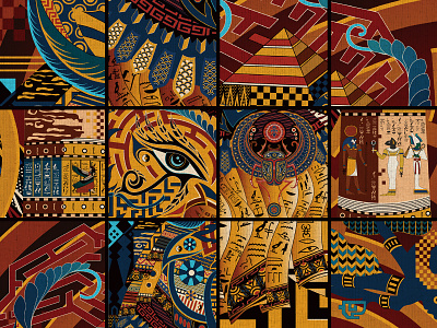 Stylized - Caracal and Baobab ai baobab caracal cat color colour digital drawing egypt egyptian illustration lynx maze pyramid red square stylized tree yellow