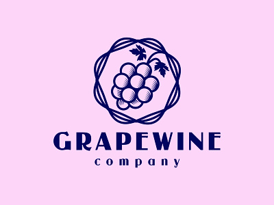 Grape Wine Classic Logo alcohol alcoholic cellar classic clean drink grape label logo template minimal old simple vineyard vintage wine wine label