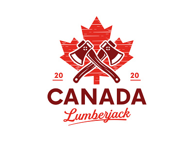 Canada Lumberjack Logo axe axes canada canada day canadian emblem grunge logo template logotype lumberjack lumberjacks maple red vintage wood wooden