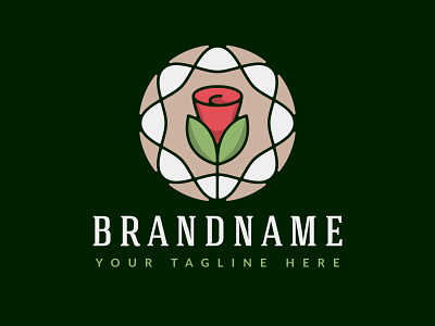 Rose Garden Emblem Logo apparel beauty colorful cosmetics logo creative creativity fashion logo flower flower shop flower store logo garden gardening glass healthy rose spa stained glass trending logo wellness woman