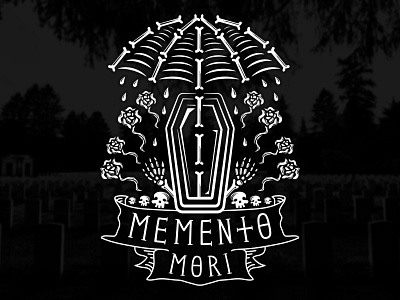 Memento mori funeral tattoo design bone bones dead death funeral lost memento mori memory rain rain drops rip roses skeleton skull skulls t shir design tattoo design umbrella umbrella bones