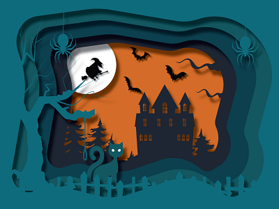Halloween Night adobe illustrator design flat halloween happyhalloween illustration illustrator landscape night vector