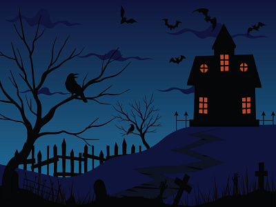 Halloween Spooky House adobe illustrator design flat halloween illustration illustrator landscape scary scaryhouse spooky vector