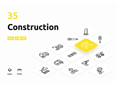 Construction - Icons Pack building construction design graphic design iconpack icons instruments ui