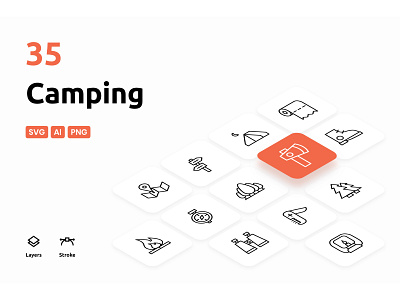 Camping - Icons Pack adobe illustrator camping campingicons design flat icons illustration illustrator travel ui vector