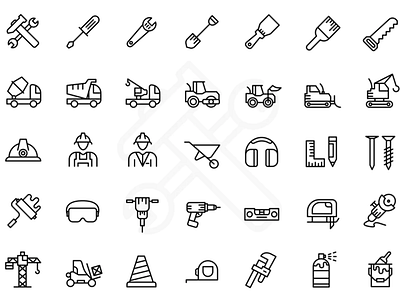 Construction Icons construction design flat iconpack icons iconsdesign illustrator vector webdesign