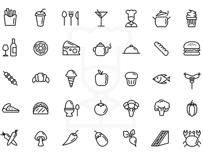 Food Icons adobe illustrator app design flat food foodicons iconpack icons illustration illustrator vector