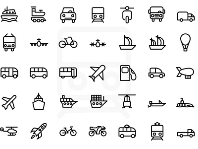 Transport Icons adobe illustrator app design flat iconpack icons illustration illustrator transport transporticos vector