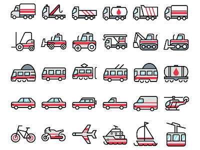 Vehicle Icons adobe illustrator app design flat icon iconpack icons illustration illustrator transport vector vehicle vehicleicons