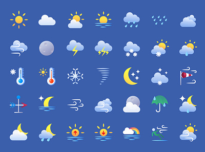 Weather Color Icons adobe illustrator app design flat icon iconpack icons illustration illustrator vector weather