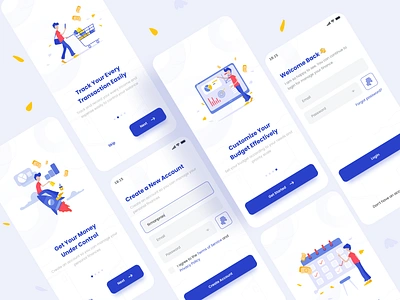 On Boarding Money Management App design finance app illustration login page login screen mobile mobile app money app money management on boarding onboarding register ui uiux ux welcome page