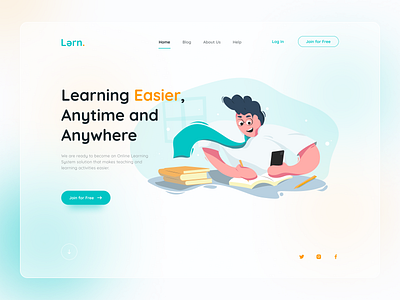 Lərn - Online School Hero Section design education website elearning glassmorphism graphic design illustration illustration art illustrator landing page landingpage learning platform online school school app ui uiux ux vector illustration website design