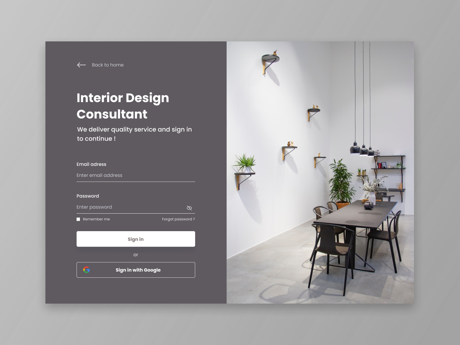 Sign in Interior Design Consultant by Alex on Dribbble