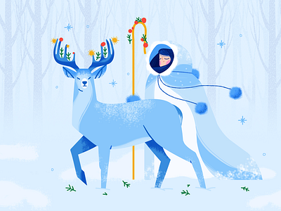 Study_Beauty and deer illustration
