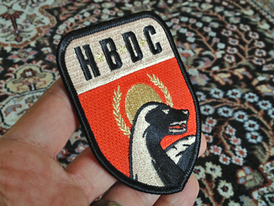 Badger Patch gold honey badger iron on league gothic patch red soviet sxsw vintage