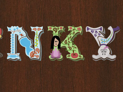 Minky logo colored battery minky lettering decorative nishant kalpita yoshi hand drawn tomato lotus weimaraner profile paisley