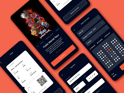 Movie Theatre Tickets App booking checkout page cinema concept interface mobile movie payment scan theater theatre tickets trolls ui ux